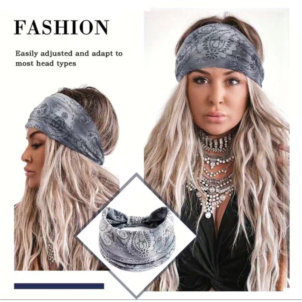 Gray Boho Bandeau Headbands